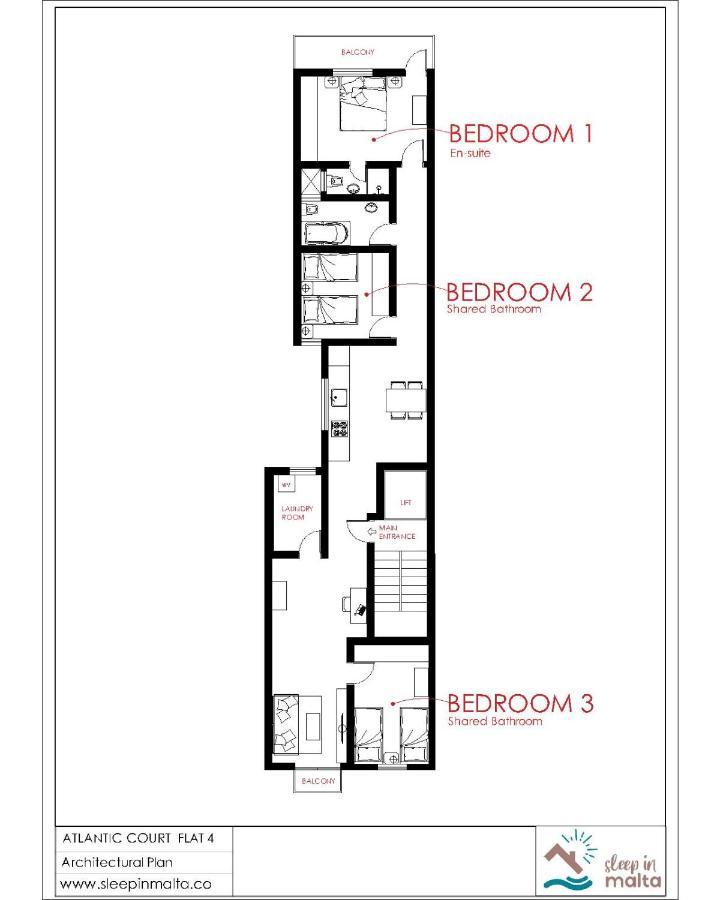 F4 Room 2, Private Room Two Single Beds Shared Bathroom Msida Esterno foto